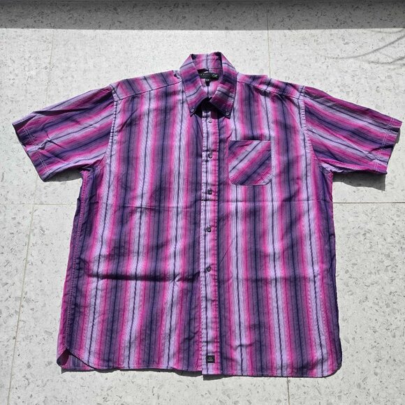 TED BAKER Men's Button Down Short Sleeve SHIRT 17.5 / 44.5 LARGE * Purple - Picture 1 of 4